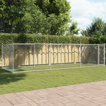 Cușcă pentru câini cu ușă, gri, 6x2x1,5 m, oțel galvanizat - Img 1