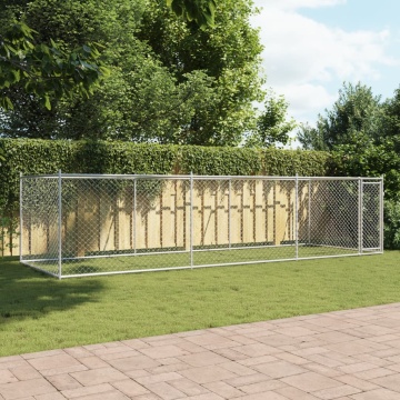 Cușcă pentru câini cu ușă, gri, 6x2x1,5 m, oțel galvanizat - Img 3