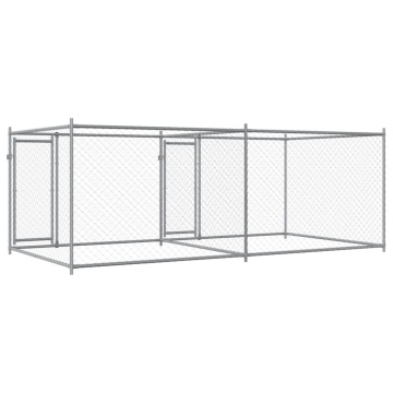 Cușcă pentru câini cu uși, gri, 4x2x1,5 m, oțel galvanizat - Img 5