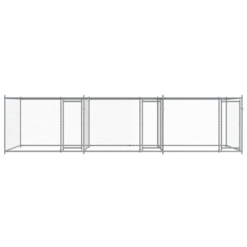 Cușcă pentru câini cu uși, gri, 6x2x1,5 m, oțel galvanizat - Img 4