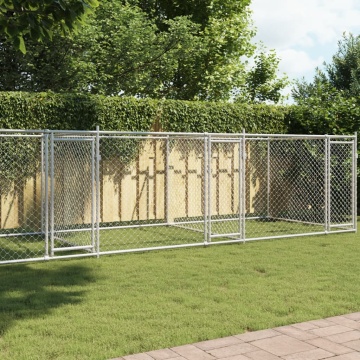 Cușcă pentru câini cu uși, gri, 8x2x1,5 m, oțel galvanizat - Img 1