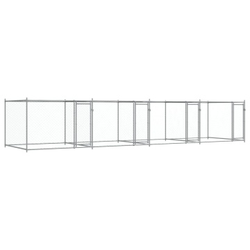 Cușcă pentru câini cu uși, gri, 8x2x1,5 m, oțel galvanizat - Img 2