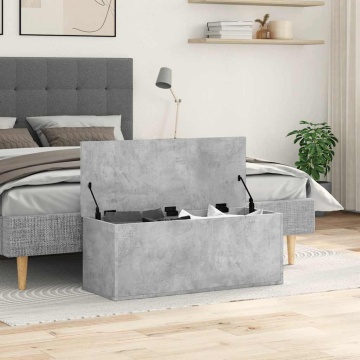 Cutie de depozitare, gri beton, 90x35x35 cm, lemn prelucrat - Img 3