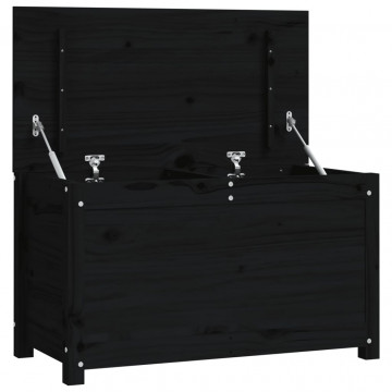 Cutie de depozitare, negru, 80x40x45,5 cm, lemn masiv de pin - Img 2