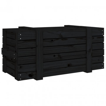 Cutie de depozitare, negru, 91x40,5x42 cm, lemn masiv de pin - Img 5