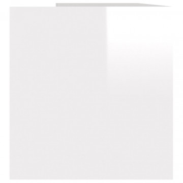 Cutie de depozitare viniluri, alb extralucios, 71x34x36 cm lemn - Img 4