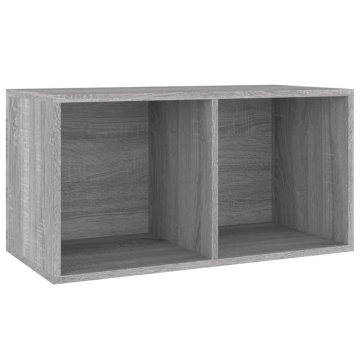 Cutie de depozitare viniluri, gri sonoma, 71x34x36 cm, lemn - Img 2