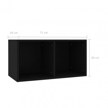 Cutie de depozitare viniluri, negru, 71x34x36 cm, PAL - Img 5
