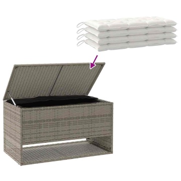 Cutie de perne de exterior gri 100x55x55,5 cm Poly Rattan - Img 6