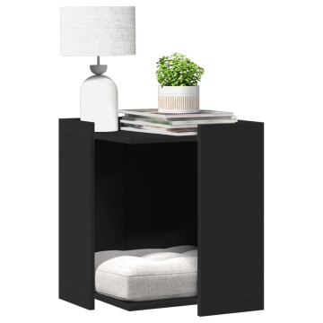 Cutie litieră pisici negru 42x42x51 cm lemn prelucrat - Img 1