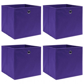 Cutii de depozitare, 4 buc., violet, 32x32x32 cm, textil - Img 1