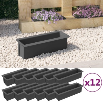 Cutii de flori pentru europaleți 12 buc. gri 36x13,5x9,5 cm PP - Img 2