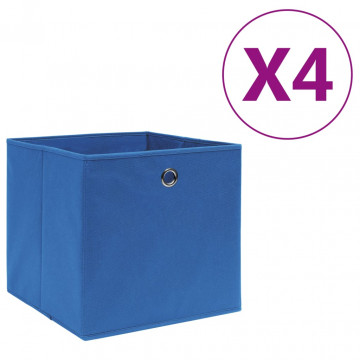 Cutii depozitare, 4 buc., albastru, 28x28x28 cm, textil nețesut - Img 1