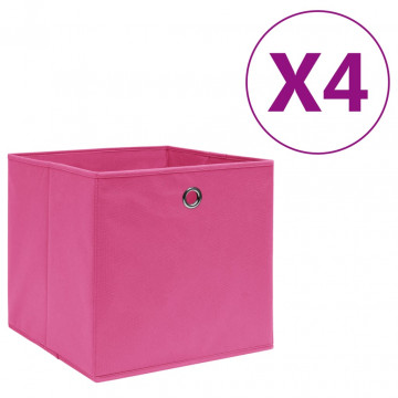 Cutii depozitare, 4 buc., roz, 28x28x28 cm, textil nețesut - Img 1