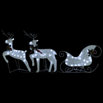 Decor de Crăciun cu reni și sanie, 60 LED-uri, alb, exterior - Img 7