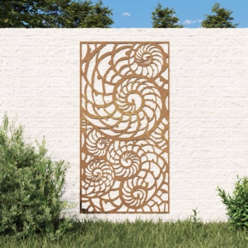 Decor perete de grădină 105x55 cm design scoici oțel Corten - Img 1