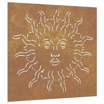 Decor perete de grădină 55x55 cm design soare oțel Corten - Img 2