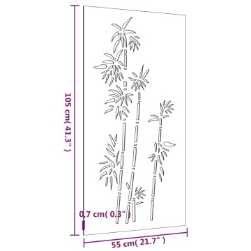 Decorație perete de grădină 105x55 cm design bambus oțel Corten - Img 7