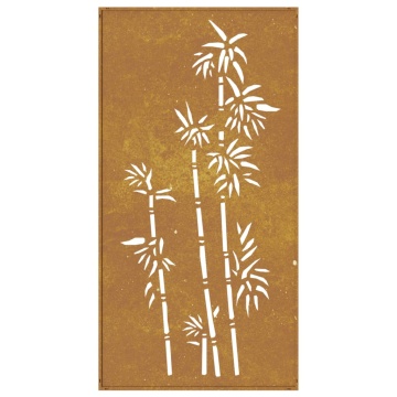 Decorație perete de grădină 105x55 cm design bambus oțel Corten - Img 8