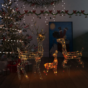 Decorațiune de Crăciun familie reni 300 LED-uri colorat acril - Img 1
