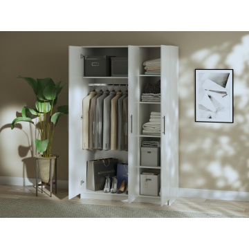 Dormitor Eco alb, dulap 3 usi, pat 160x200 cm, 2 noptiere, comoda - Img 8