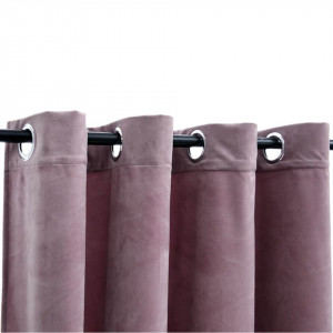 Draperii opace cu inele, 2 buc., roz antic, 140x245 cm, catifea - Img 4