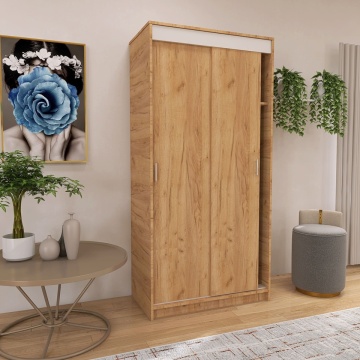 Dressing Barcelona, 200x100x50 cm, Culoare Stejar Auriu din pal de 18 mm - Img 2