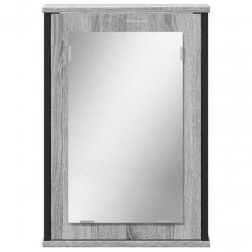 Dulap baie cu oglindă gri sonoma 42x12x60 cm lemn compozit - Img 4