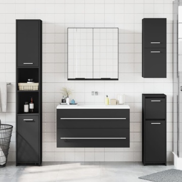 Dulap baie cu oglindă negru 64x20x67 cm lemn compozit - Img 3