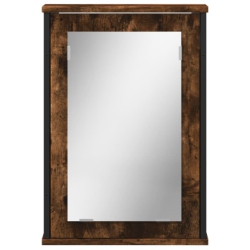 Dulap baie cu oglindă stejar fumuriu 42x12x60 cm lemn compozit - Img 4