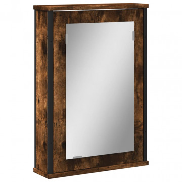 Dulap baie cu oglindă stejar fumuriu 42x12x60 cm lemn compozit - Img 2