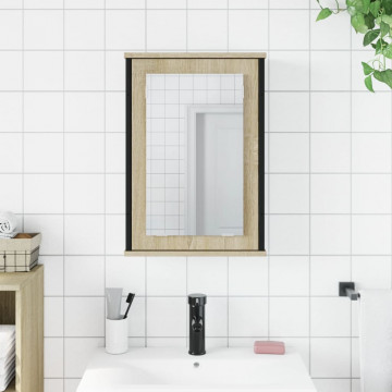 Dulap baie cu oglindă stejar sonoma 42x12x60 cm lemn compozit - Img 3