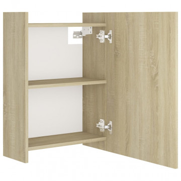 Dulap baie cu oglindă, stejar Sonoma, 62,5x20,5x64 cm PAL - Img 6