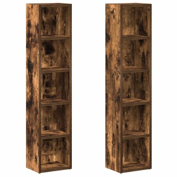 Dulap CD-uri 2 buc. stejar fumuriu 21x16x93,5 cm lemn prelucrat - Img 2
