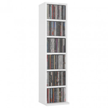 Dulap CD-uri, alb extralucios, 21x20x88 cm, lemn compozit - Img 3