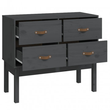 Dulap consolă, gri, 90x40x78 cm, lemn masiv de pin - Img 4