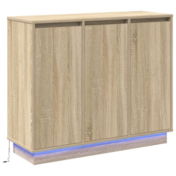Dulap cu LED, stejar sonoma, 90x32x75 cm, lemn prelucrat - Img 2
