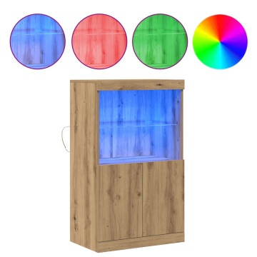 Dulap cu LED-uri Stejar Artisan 60x37x100 cm - Img 4