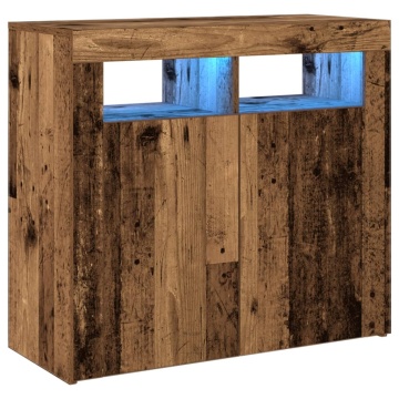 Dulap cu lumini LED, lemn vechi, 80x35x75 cm, lemn prelucrat - Img 3
