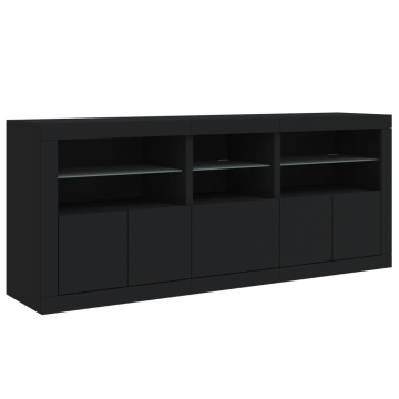 Dulap cu lumini LED, negru, 162x37x67 cm - Img 8