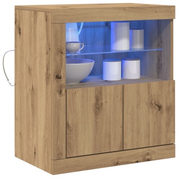 Dulap cu lumini LED Stejar Artisan 60,5x37x67 cm - Img 3