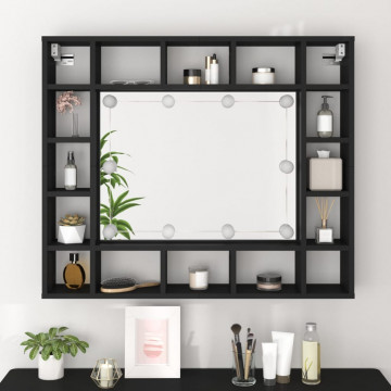 Dulap cu oglindă cu LED, negru, 91x15x76,5 cm - Img 4