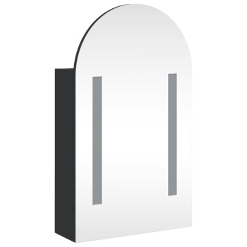 Dulap cu oglindă de baie cu LED, negru, 42x13x70 cm, arcuit - Img 4