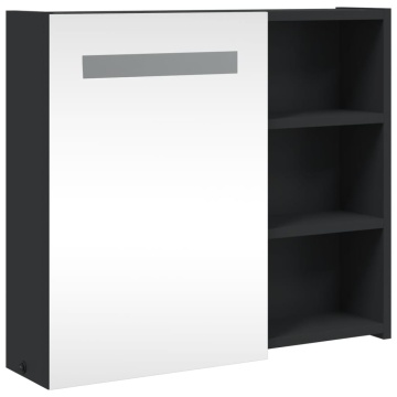 Dulap cu oglindă de baie cu LED, negru, 60x13x52 cm - Img 4