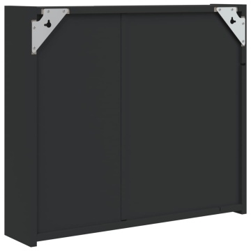 Dulap cu oglindă de baie cu LED, negru, 60x13x52 cm - Img 7