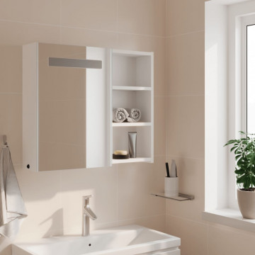Dulap cu oglindă de baie cu lumină LED, alb, 60x13x52 cm - Img 3