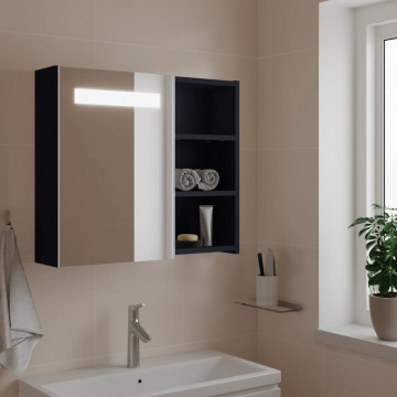 Dulap cu oglindă de baie cu lumină LED, gri, 60x13x52 cm - Img 1