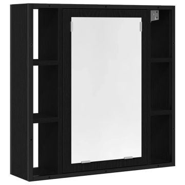 Dulap cu oglindă de baie stejar negru 60x16x60cm lemn prelucrat - Img 2
