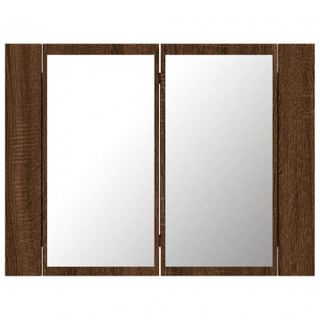 Dulap cu oglindă & LED stejar maro 60x12x45 cm lemn compozit - Img 7