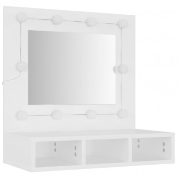 Dulap cu oglindă și LED, alb, 60x31,5x62 cm - Img 4